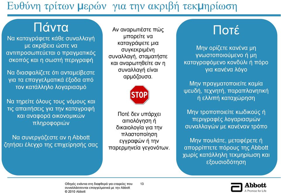 της επιχείρησής σας Αν αναρωτιέστε πώς μπορείτε να καταγράψετε μια συγκεκριμένη συναλλαγή, σταματήστε και αναρωτηθείτε αν η συναλλαγή είναι αρμόζουσα.