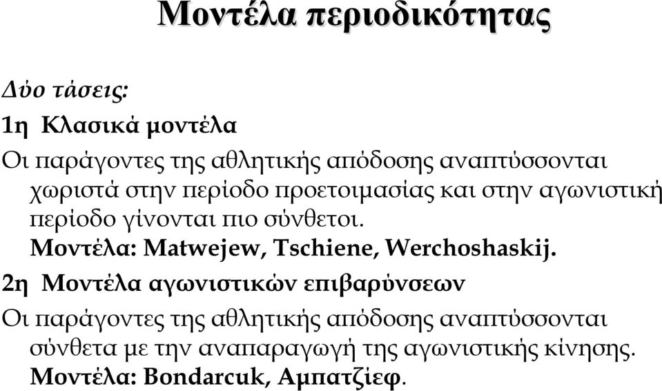 Μοντέλα: Matwejew, Tschiene, Werchoshaskij.