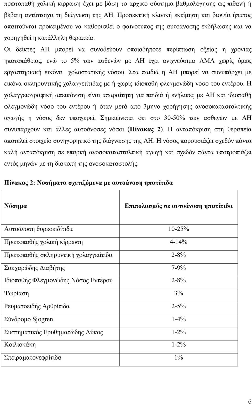 Οι δείκτες ΑΗ μπορεί να συνοδεύουν οποιαδήποτε περίπτωση οξείας ή χρόνιας ηπατοπάθειας, ενώ το 5% των ασθενών με ΑΗ έχει ανιχνεύσιμα ΑΜΑ χωρίς όμως εργαστηριακή εικόνα χολοστατικής νόσου.