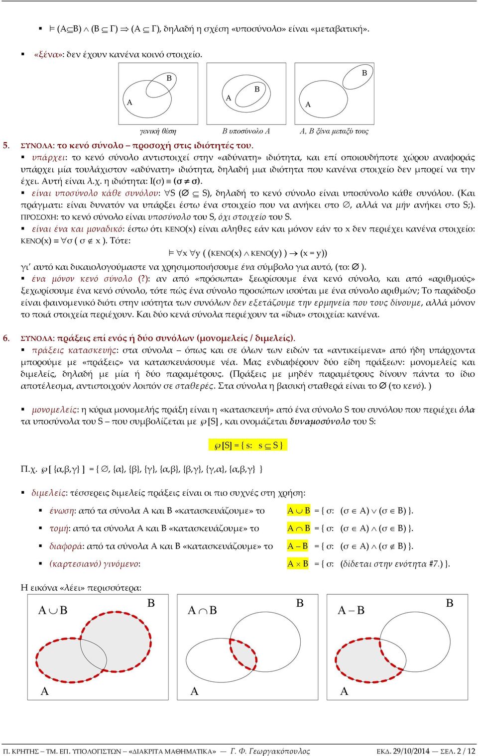 έχει. υτή είναι λ.χ. η ιδιότητα: Ι(σ) (σ σ). είναι υποσύνολο κάθε συνόλου: S ( S), δηλαδή το κενό σύνολο είναι υποσύνολο κάθε συνόλου.