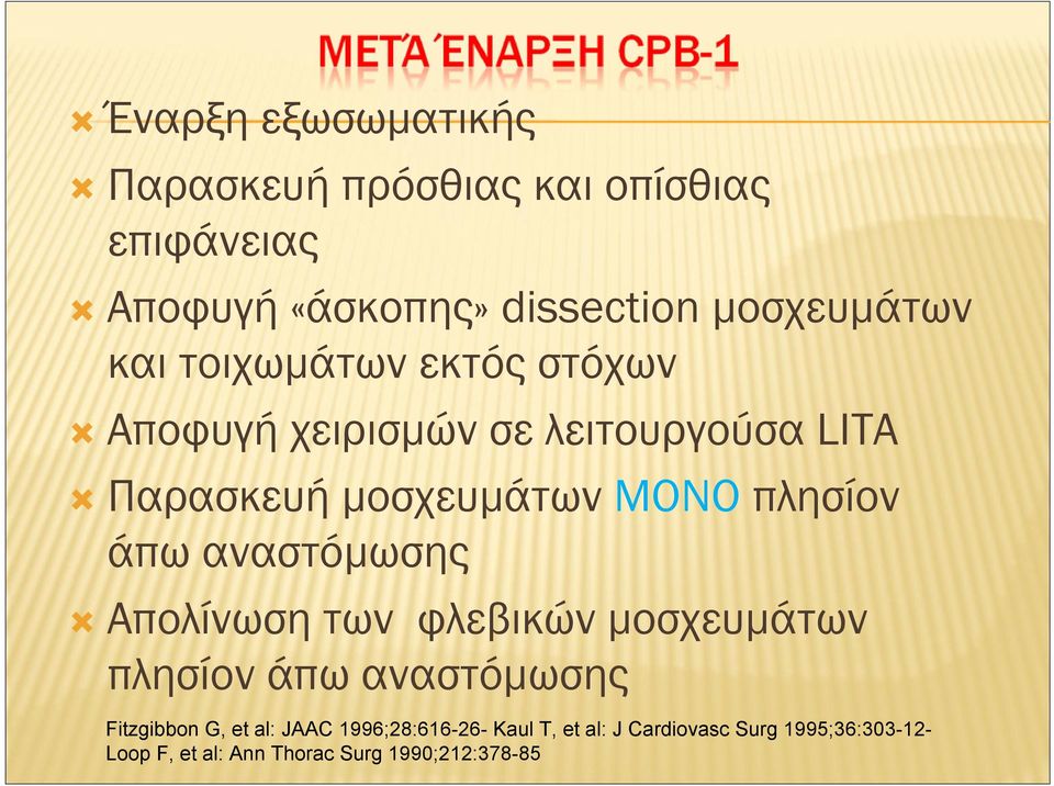 άπω αναστόμωσης Απολίνωση των φλεβικών μοσχευμάτων πλησίον άπω αναστόμωσης Fitzgibbon G, et al: JAAC