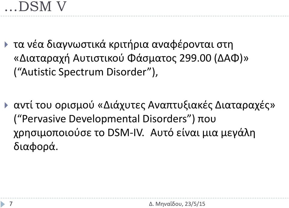 00 (ΔΑΦ)» ( Autistic Spectrum Disorder ), αντί του ορισμού «Διάχυτες