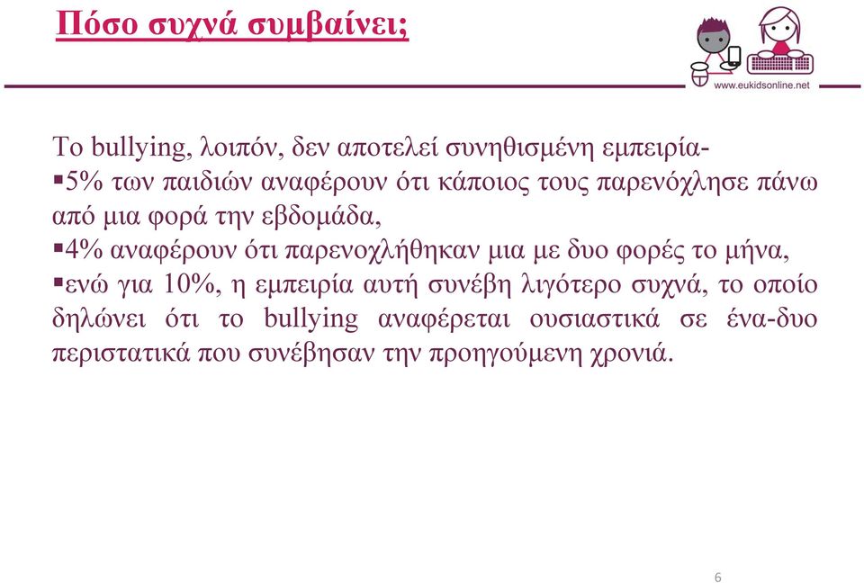 παρενοχλήθηκαν μια με δυο φορές το μήνα, ενώ για 10%, η εμπειρία αυτή συνέβη λιγότερο συχνά, το