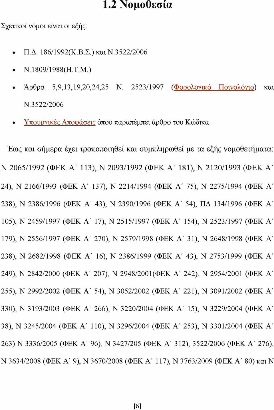 2120/1993 (ΦΕΚ Α ' 24), Ν 2166/1993 (ΦΕΚ Α' 137), Ν 2214/1994 (ΦΕΚ Α' 75), Ν 2275/1994 (ΦΕΚ Α' 238), Ν 2386/1996 (ΦΕΚ Α' 43), Ν 2390/1996 (ΦΕΚ Α' 54), ΠΔ 134/1996 (ΦΕΚ Α' 105), Ν 2459/1997 (ΦΕΚ Α'