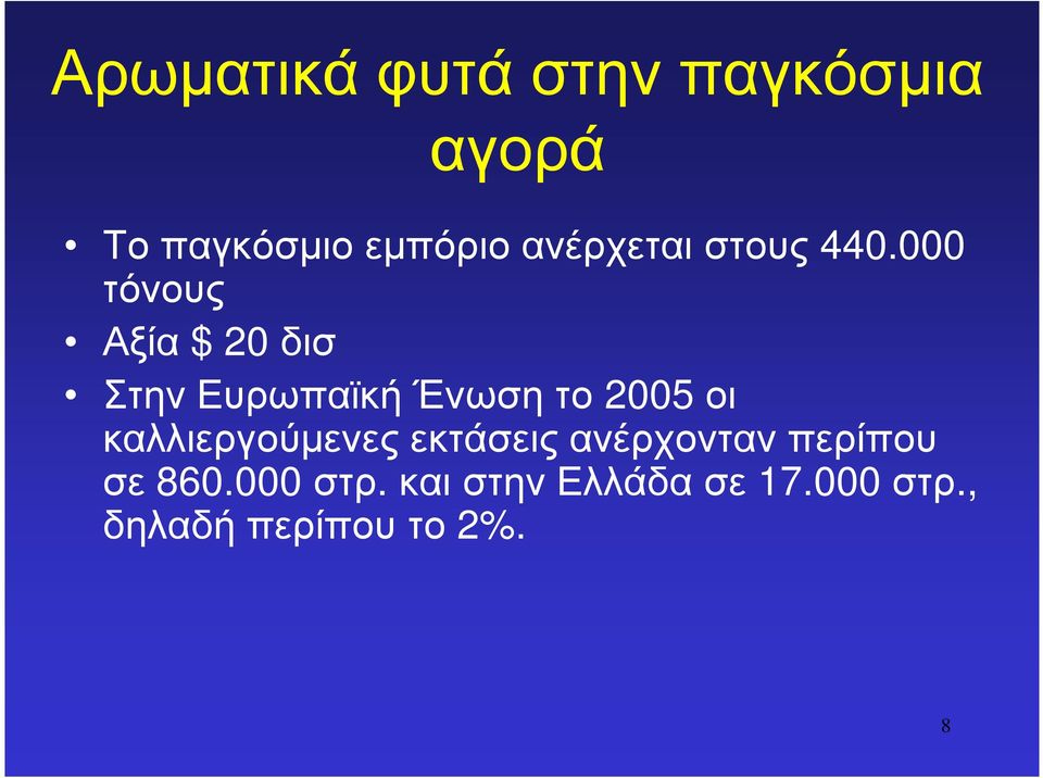 000 τόνους Αξία $ 20δισ Στην Ευρωπαϊκή Ένωση το 2005 οι