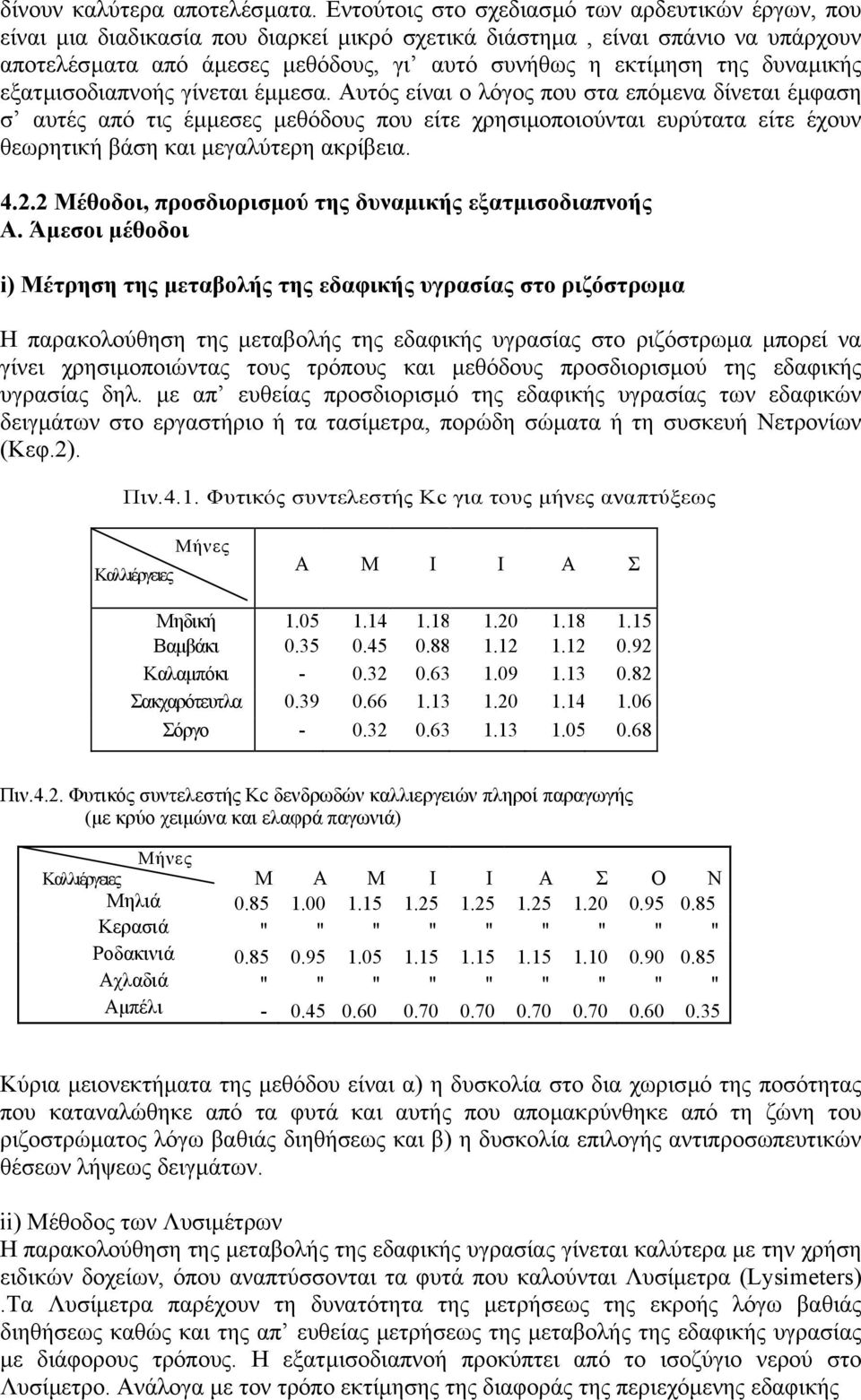 δυναµικής εξατµισοδιαπνοής γίνεται έµµεσα.