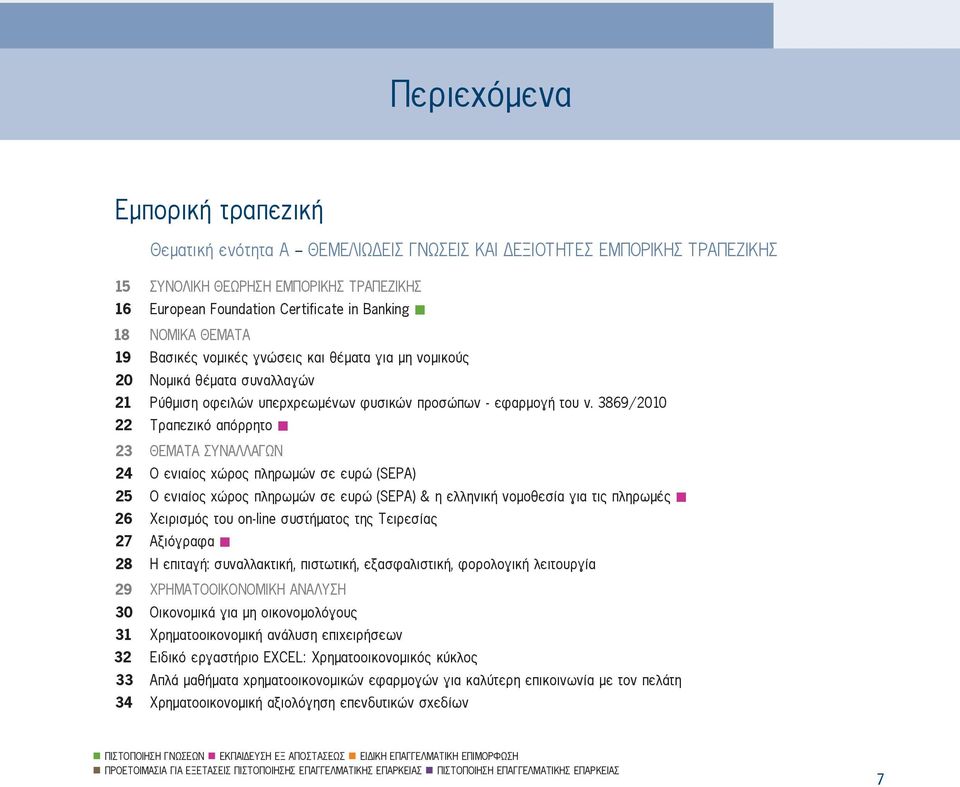 3869/2010 22 Τραπεζικό απόρρητο 23 ΘΕΜΑΤΑ ΣΥΝΑΛΛΑΓΩΝ 24 Ο ενιαίος χώρος πληρωμών σε ευρώ (SEPA) 25 Ο ενιαίος χώρος πληρωμών σε ευρώ (SEPA) & η ελληνική νομοθεσία για τις πληρωμές 26 Χειρισμός του