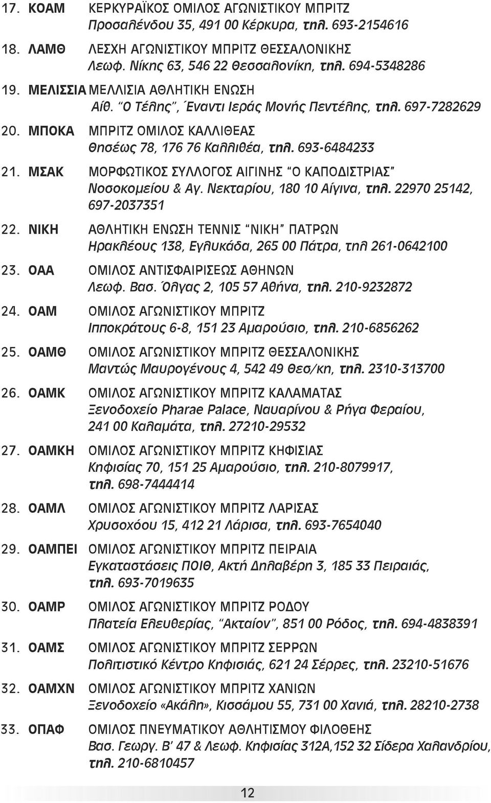 ΜΣΑΚ ΜΟΡΦΩΤΙΚΟΣ ΣΥΛΛΟΓΟΣ ΑΙΓΙΝΗΣ Ο ΚΑΠΟΔΙΣΤΡΙΑΣ Νοσοκομείου & Αγ. Νεκταρίου, 180 10 Αίγινα, τηλ. 22970 25142, 697-2037351 22.