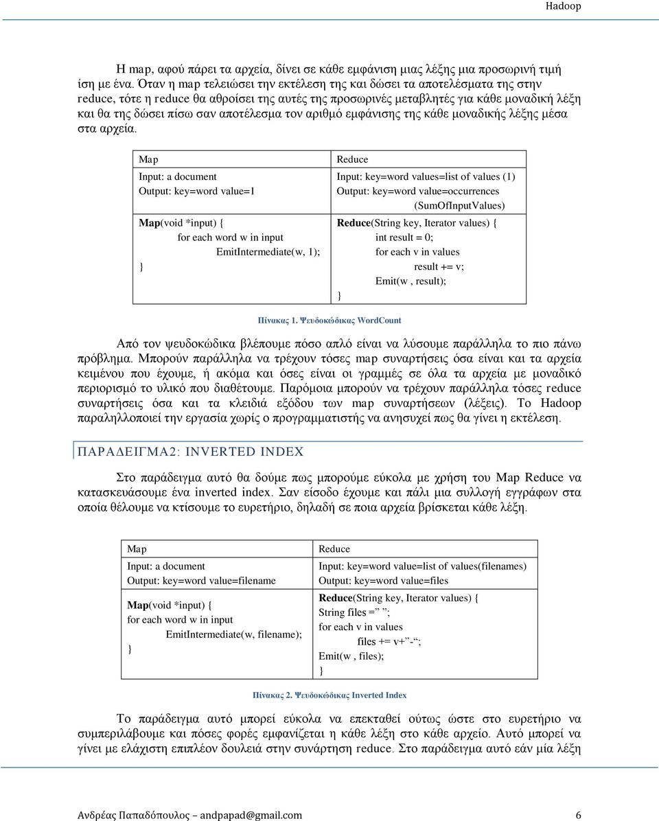 αποτέλεσμα τον αριθμό εμφάνισης της κάθε μοναδικής λέξης μέσα στα αρχεία.
