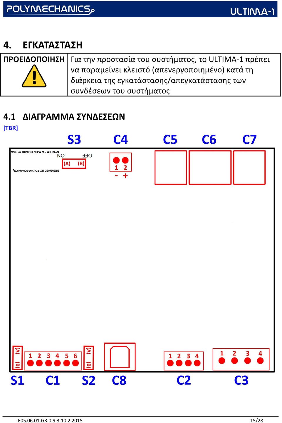 διάρκεια της εγκατάστασης/απεγκατάστασης των συνδέσεων του