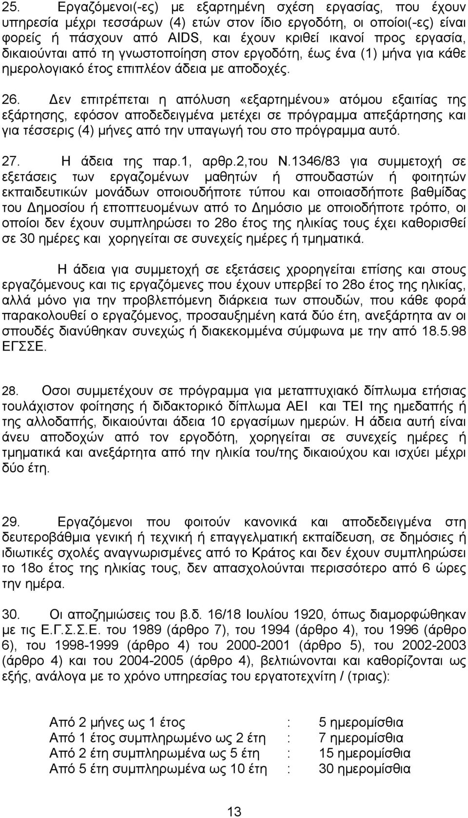 εν επιτρέπεται η απόλυση «εξαρτηµένου» ατόµου εξαιτίας της εξάρτησης, εφόσον αποδεδειγµένα µετέχει σε πρόγραµµα απεξάρτησης και για τέσσερις (4) µήνες από την υπαγωγή του στο πρόγραµµα αυτό. 27.