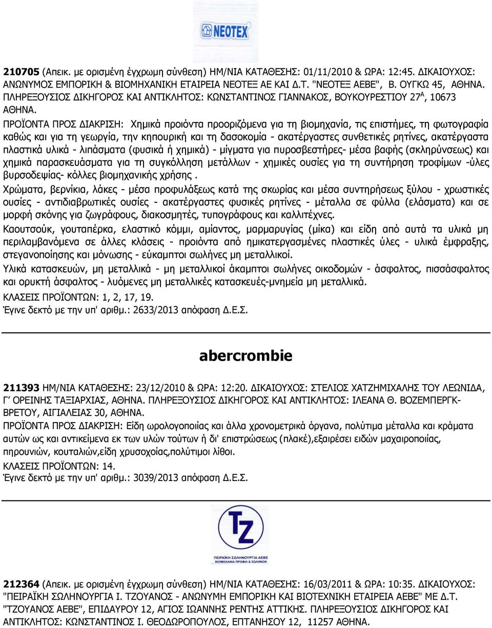 ΠΡΟΪΟΝΤΑ ΠΡΟΣ ΔΙΑΚΡΙΣΗ: Χημικά προιόντα προοριζόμενα για τη βιομηχανία, τις επιστήμες, τη φωτογραφία καθώς και για τη γεωργία, την κηπουρική και τη δασοκομία - ακατέργαστες συνθετικές ρητίνες,