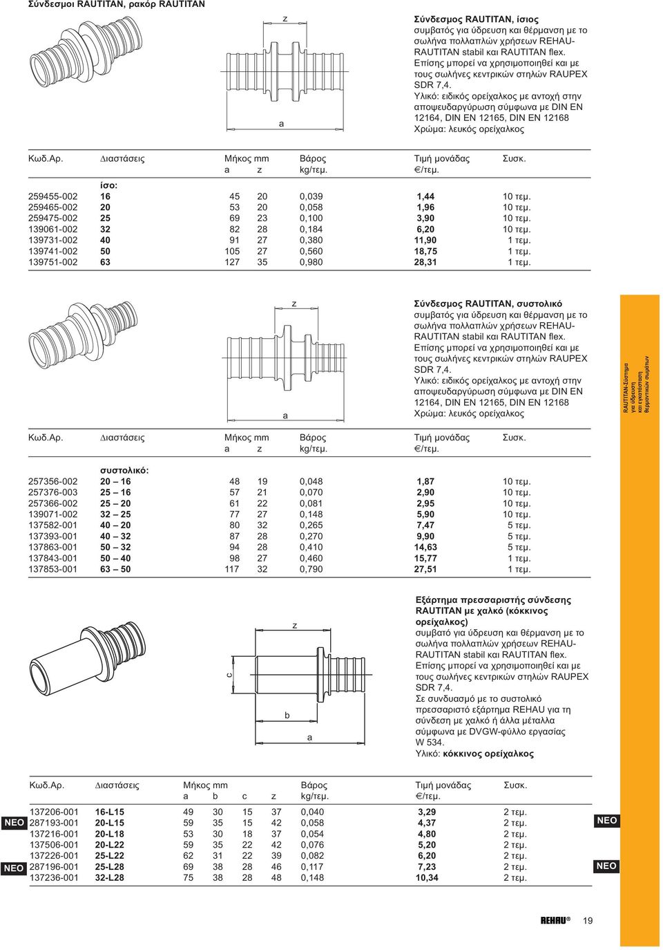 259465-002 20 53 20 0,058 1,96 10 τεμ. 259475-002 25 69 23 0,100 3,90 10 τεμ. 139061-002 32 82 28 0,184 6,20 10 τεμ. 139731-002 40 91 27 0,380 11,90 1 τεμ. 139741-002 50 105 27 0,560 18,75 1 τεμ.