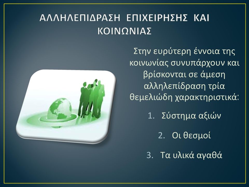 αλληλεπίδραση τρία χαρακτηριστικά