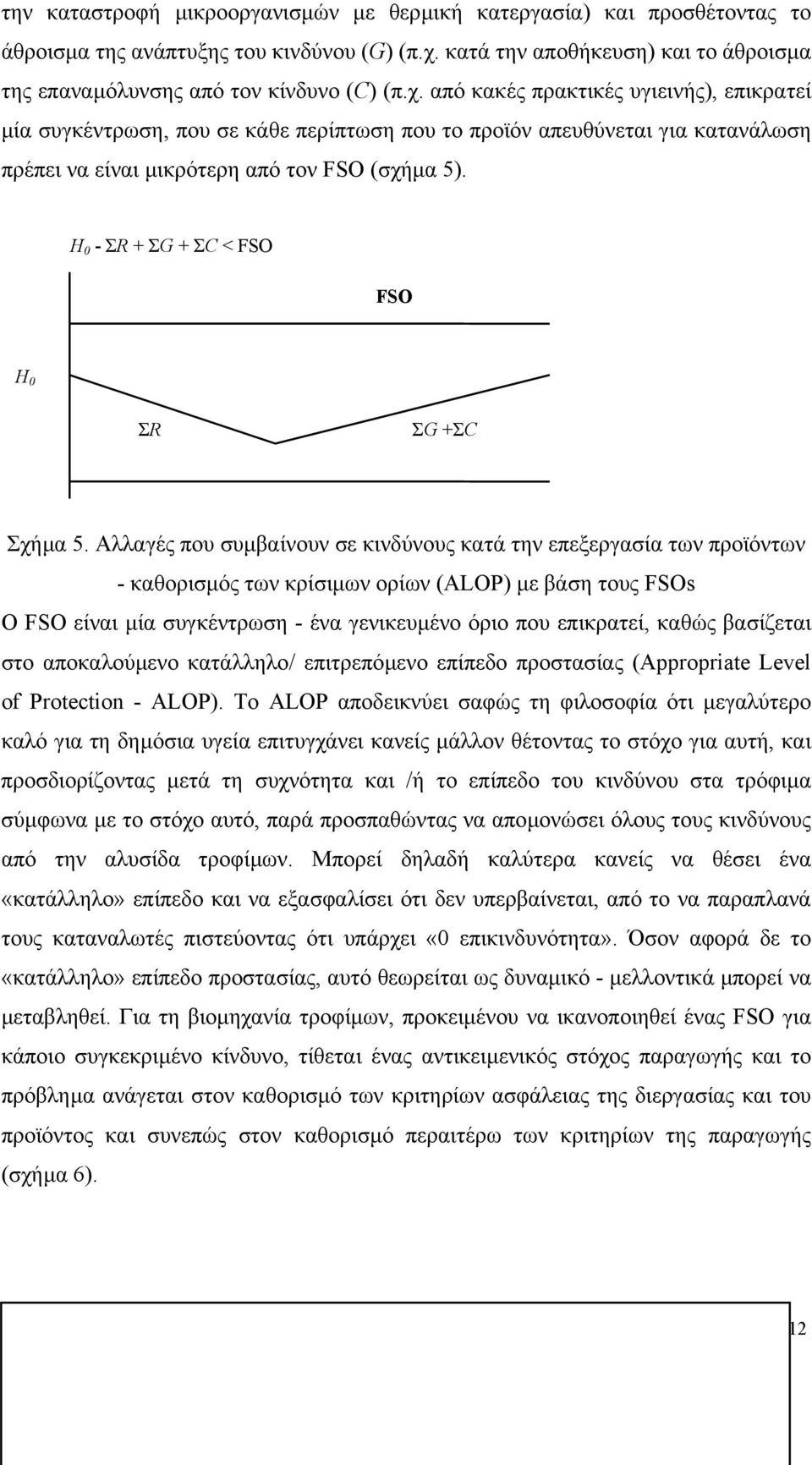 από κακές πρακτικές υγιεινής), επικρατεί µία συγκέντρωση, που σε κάθε περίπτωση που το προϊόν απευθύνεται για κατανάλωση πρέπει να είναι µικρότερη από τον FSO (σχήµα 5).