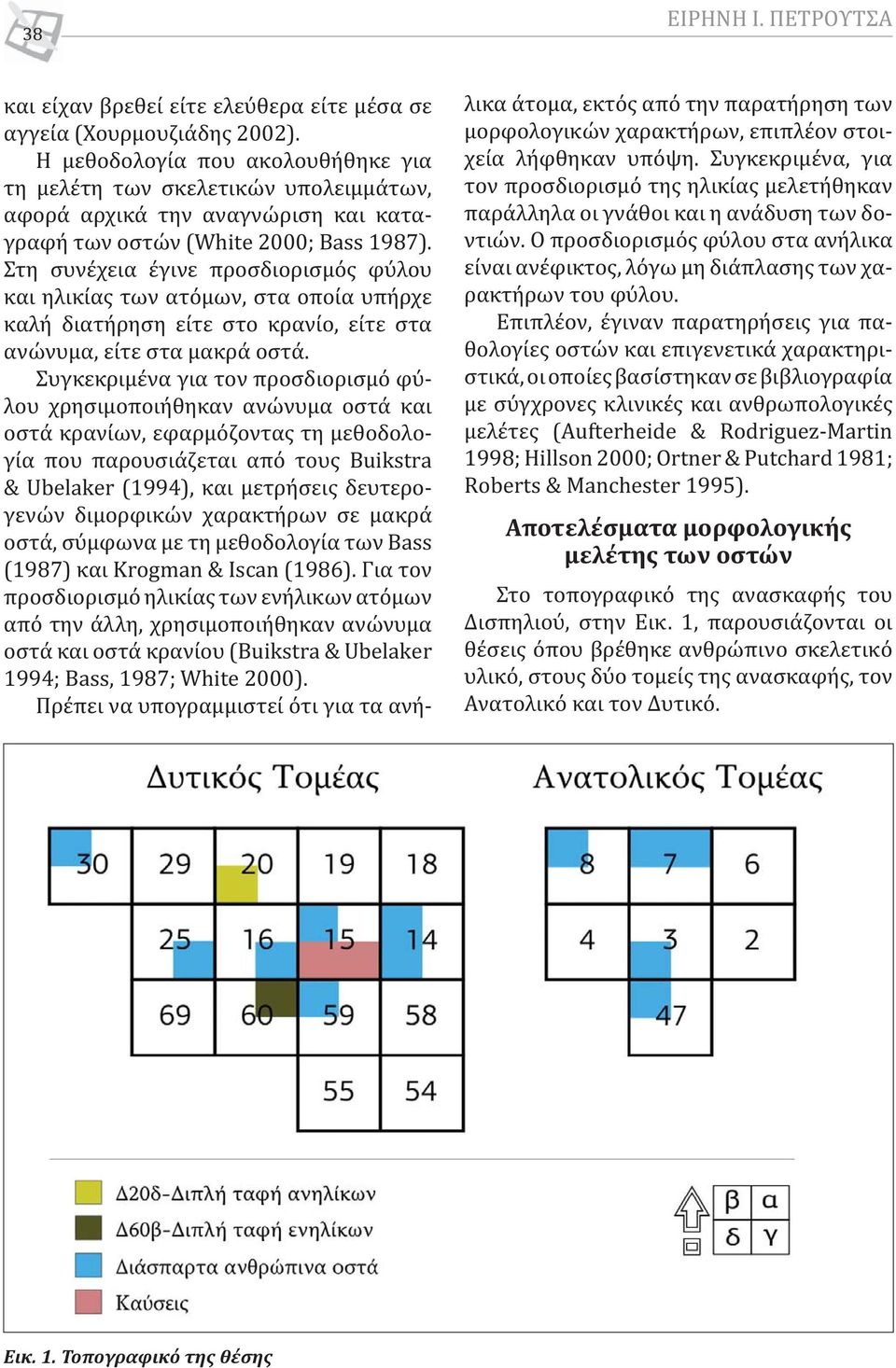 Στη συνέχεια έγινε προσδιορισμός φύλου και ηλικίας των ατόμων, στα οποία υπήρχε καλή διατήρηση είτε στο κρανίο, είτε στα ανώνυμα, είτε στα μακρά οστά.