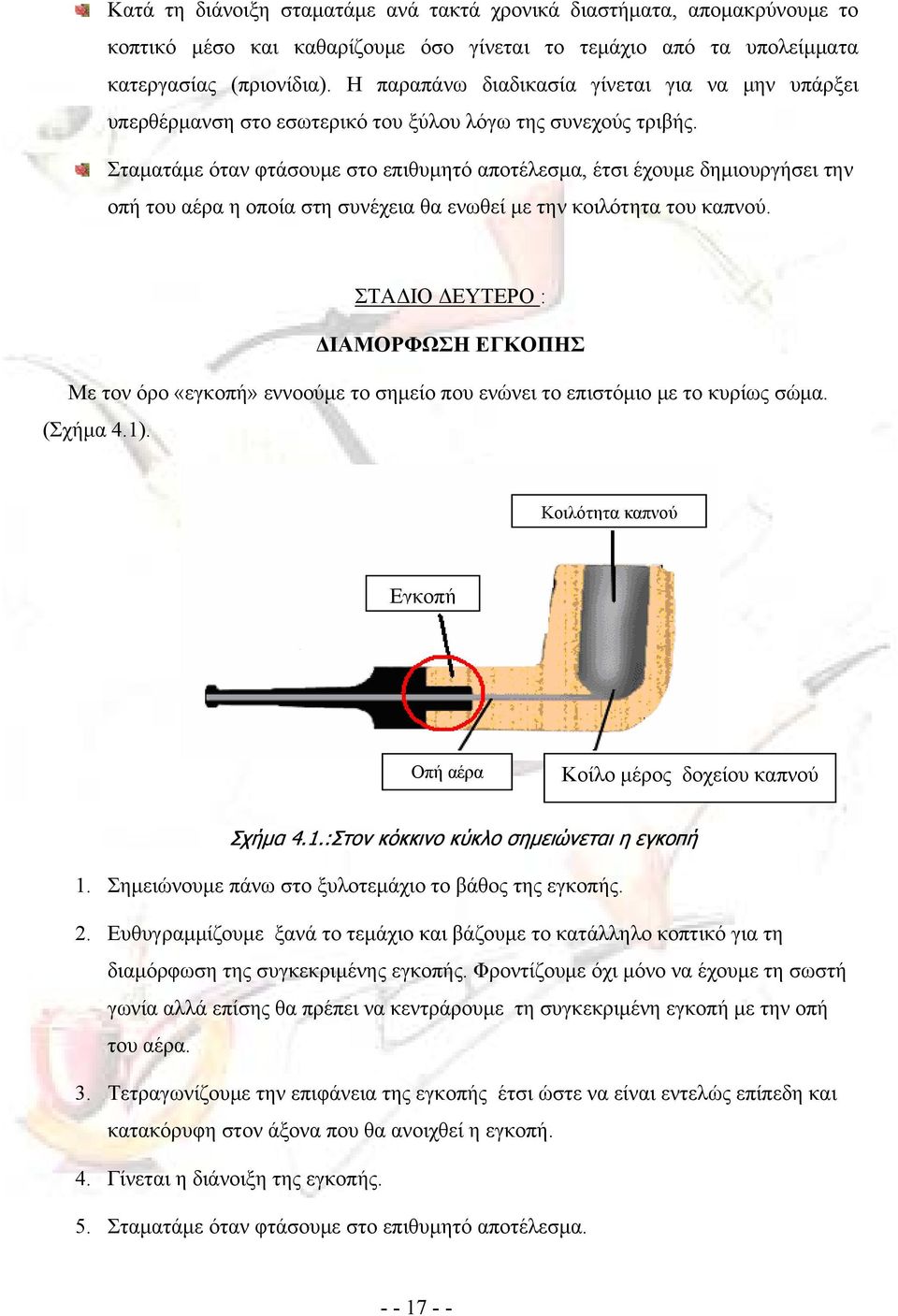 Σταματάμε όταν φτάσουμε στο επιθυμητό αποτέλεσμα, έτσι έχουμε δημιουργήσει την οπή του αέρα η οποία στη συνέχεια θα ενωθεί με την κοιλότητα του καπνού.