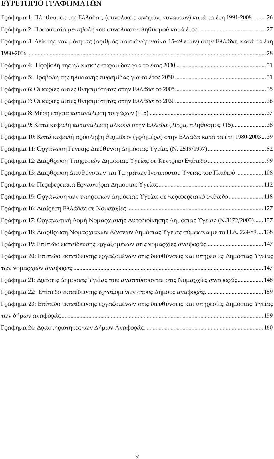 .. 31 Γράφημα 5: Προβολή της ηλικιακής πυραμίδας για το έτος 2050... 31 Γράφημα 6: Οι κύριες αιτίες θνησιμότητας στην Ελλάδα το 2005... 35 Γράφημα 7: Οι κύριες αιτίες θνησιμότητας στην Ελλάδα το 2030.