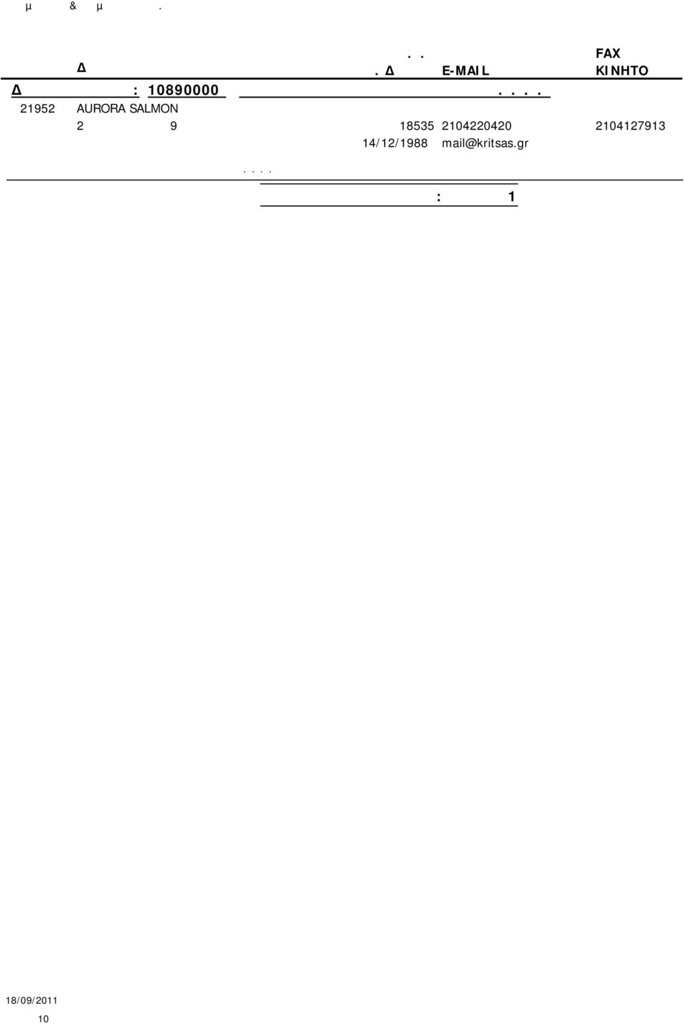 2ας ΜΕΡΑΡΧΙΑΣ 9 18535 2104220420 2104127913 14/12/1988 mail@kritsas.