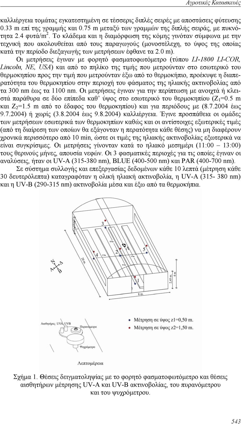 Το κλάδεμα και η διαμόρφωση της κόμης γινόταν σύμφωνα με την τεχνική που ακολουθείται από τους παραγωγούς (μονοστέλεχη, το ύψος της οποίας κατά την περίοδο διεξαγωγής των μετρήσεων έφθανε τα 2.0 m).