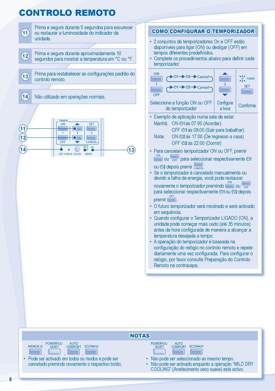 COMO CFIGURAR O TEMPORIZADOR conjuntos de temporizadores On e OFF estão disponíveis para ligar () ou desligar (OFF) em tempos diferentes predefinidos.