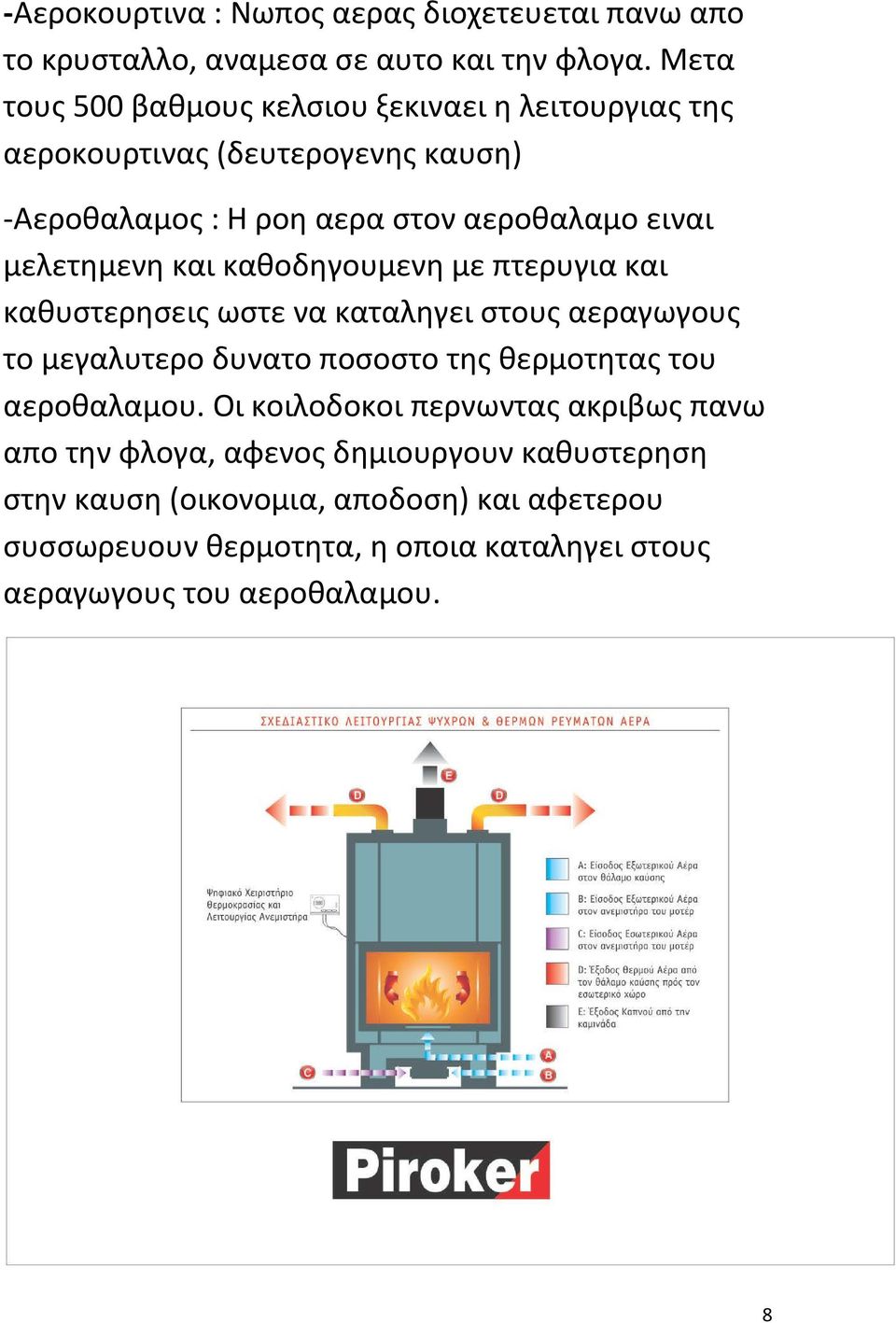 μελετημενη και καθοδηγουμενη με πτερυγια και καθυστερησεις ωστε να καταληγει στους αεραγωγους το μεγαλυτερο δυνατο ποσοστο της θερμοτητας του