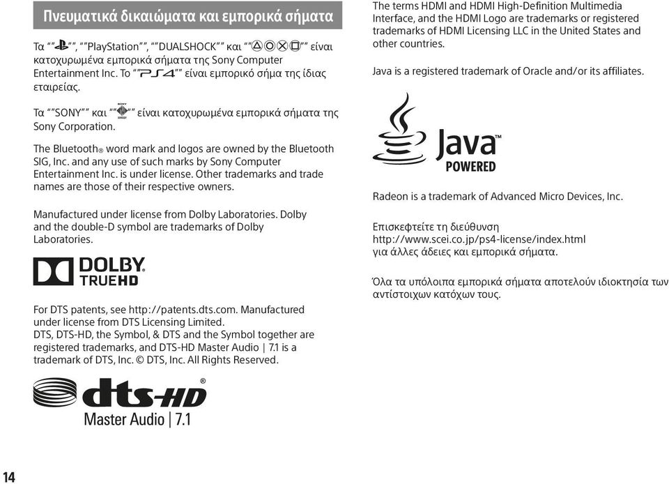 Java is a registered trademark of Oracle and/or its affiliates. Τα SONY και Sony Corporation.