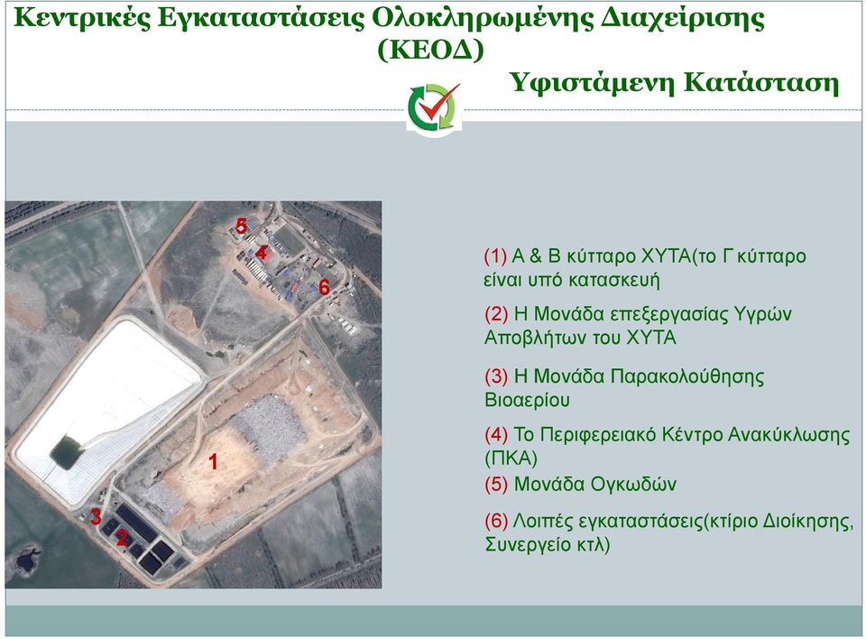 Αποβλήτων του ΧΥΤΑ (3) Η Μονάδα Παρακολούθησης Βιοαερίου 1 (4) Το Περιφερειακό Κέντρο