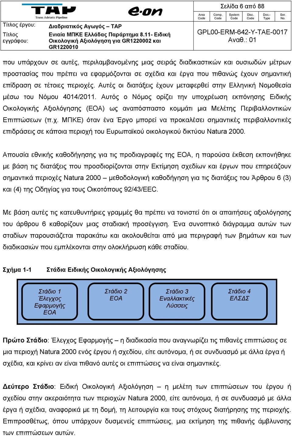 Αυτός ο Νόμος ορίζει την υποχρέωση εκπόνησης Ειδικής Οικολογικής Αξιολόγησης (ΕΟΑ) ως αναπόσπαστο κομμάτι μια Μελέτης Περιβαλλοντικών Επιπτώσεων (π.χ. ΜΠΚΕ) όταν ένα Έργο μπορεί να προκαλέσει σημαντικές περιβαλλοντικές επιδράσεις σε κάποια περιοχή του Ευρωπαϊκού οικολογικού δικτύου Natura 2000.