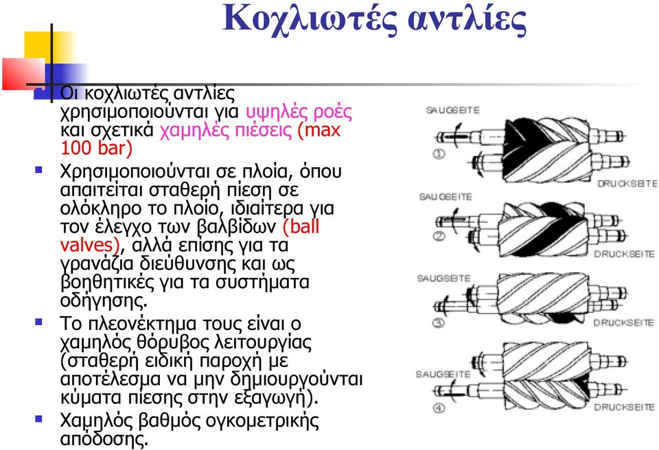 valves), αλλά επίσης για τα γρανάζια διεύθυνσης και ως βοηθητικές για τα συστήματα οδήγησης.