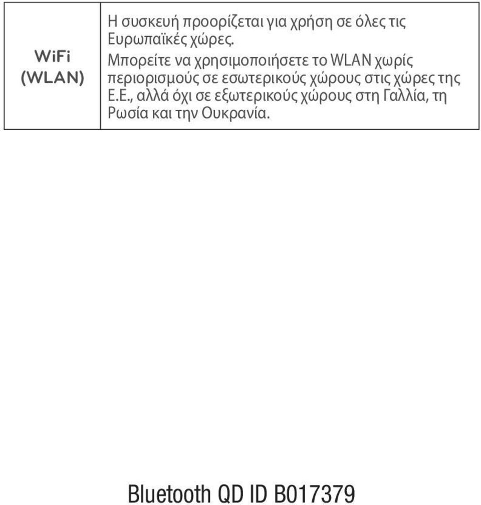 Μπορείτε να χρησιμοποιήσετε το WLAN χωρίς περιορισμούς σε