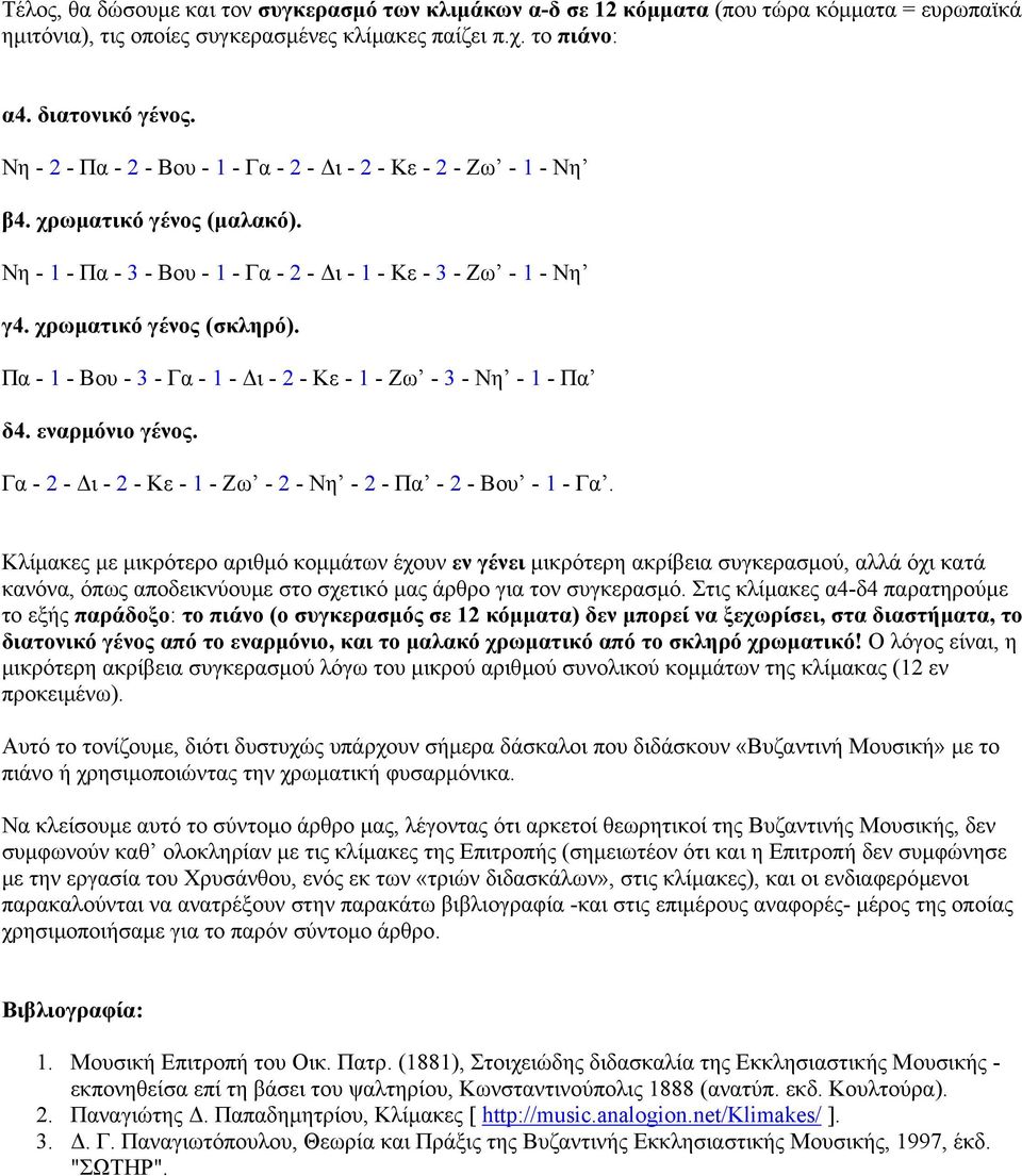 Πα - 1 - Βου - 3 - Γα - 1 - ι - 2 - Κε - 1 - Ζω - 3 - Νη - 1 - Πα δ4. εναρµόνιο γένος. Γα - 2 - ι - 2 - Κε - 1 - Ζω - 2 - Νη - 2 - Πα - 2 - Βου - 1 - Γα.