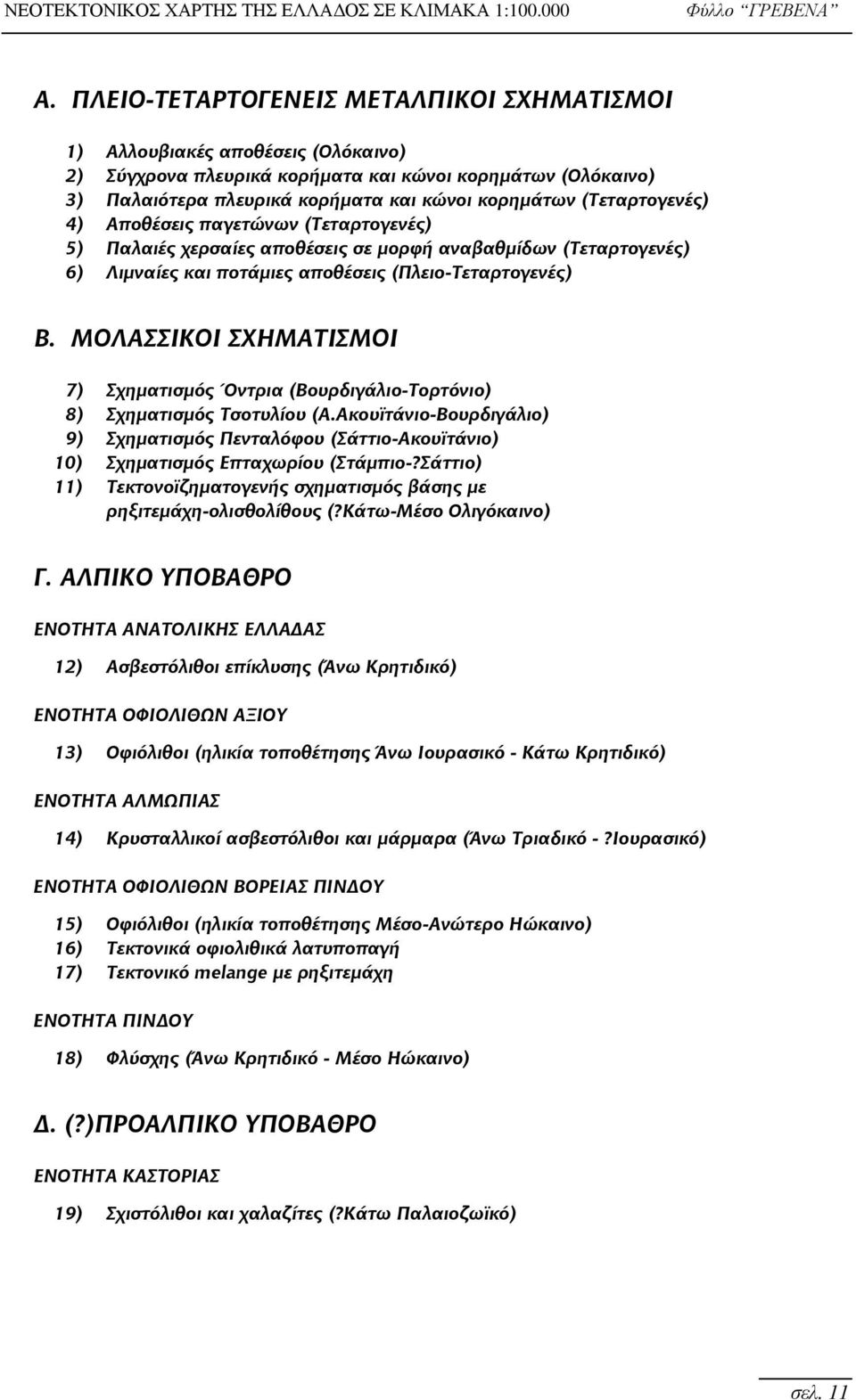 ΜΟΛΑΣΣΙΚΟΙ ΣΧΗΜΑΤΙΣΜΟΙ 7) Σχηματισμός Όντρια (Βουρδιγάλιο-Τορτόνιο) 8) Σχηματισμός Τσοτυλίου (Α.