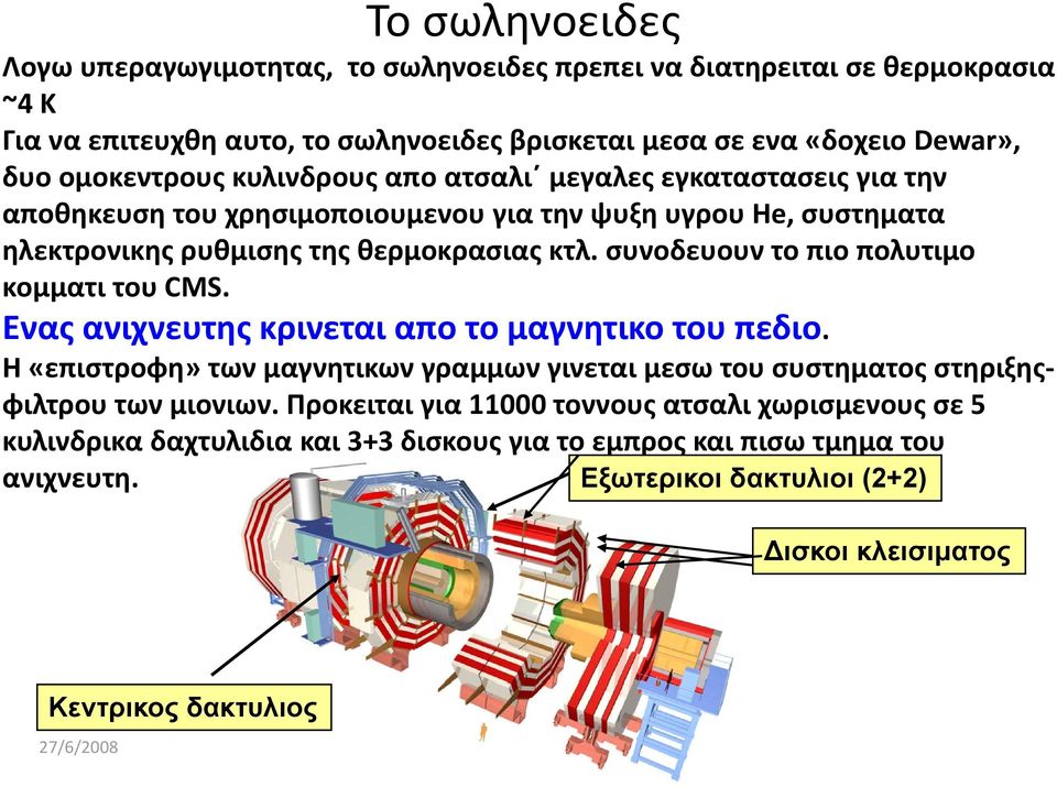 συνοδευουν το πιο πολυτιμο κομματι του CMS. Ενας ανιχνευτης κρινεται απο το μαγνητικο του πεδιο.