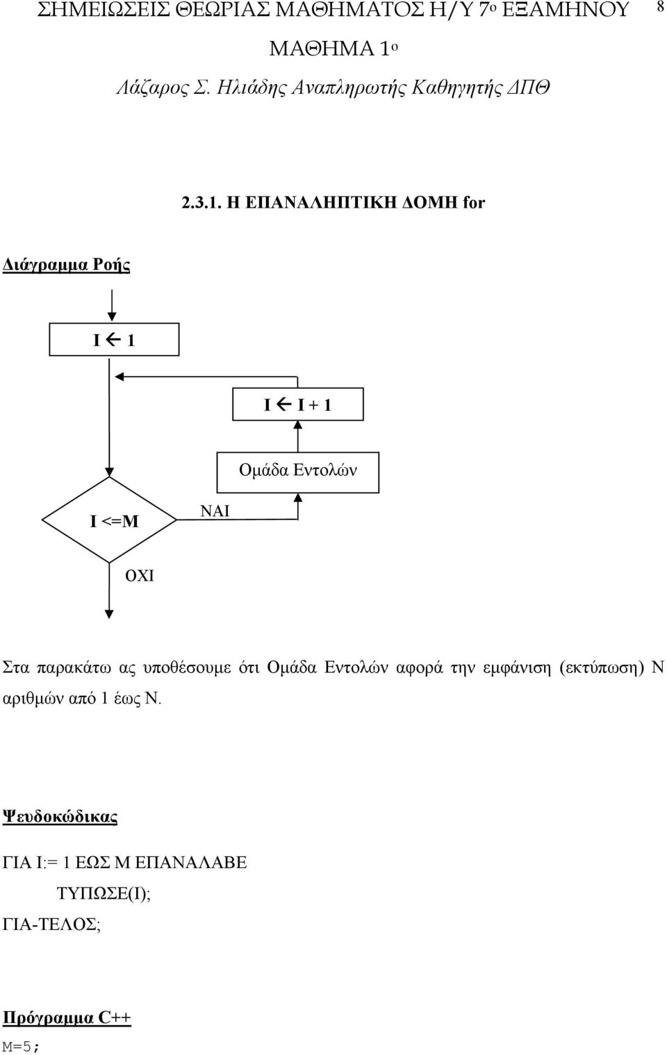 <=Μ NAI OXI Στα παρακάτω ας υποθέσουµε ότι Οµάδα Εντολών αφορά