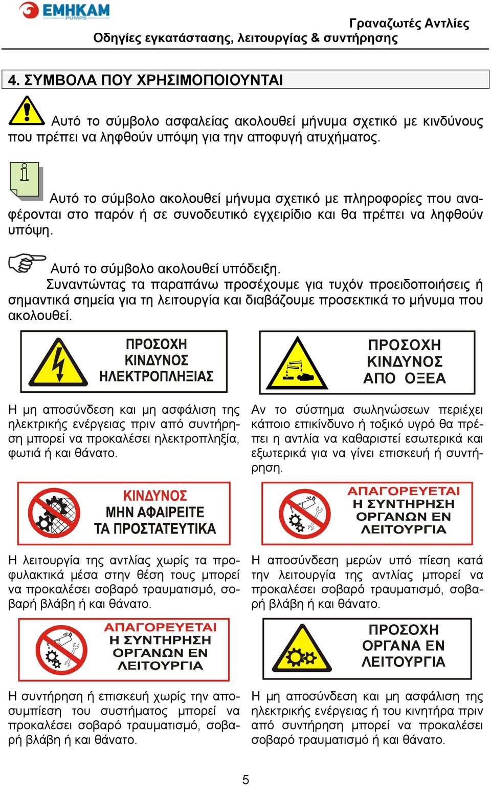 Συναντώντας τα παραπάνω προσέχουμε για τυχόν προειδοποιήσεις ή σημαντικά σημεία για τη λειτουργία και διαβάζουμε προσεκτικά το μήνυμα που ακολουθεί.