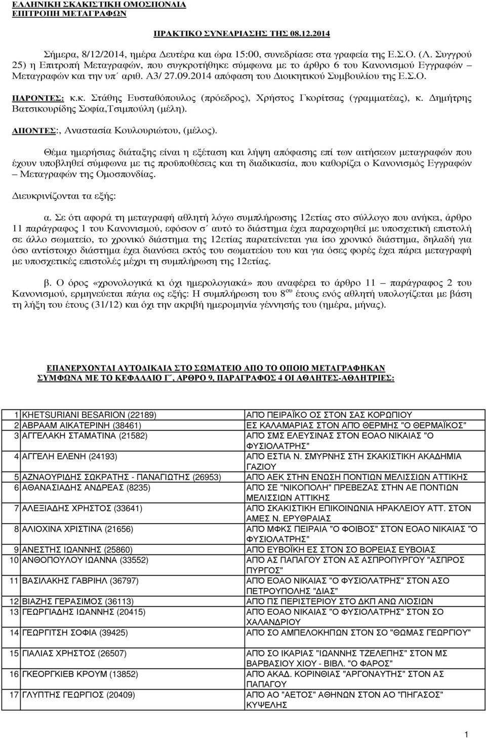 ηµήτρης Βατσικουρίδης Σοφία,Τσιµπούλη (µέλη). ΑΠΟΝΤΕΣ:, Αναστασία Κουλουριώτου, (µέλος).
