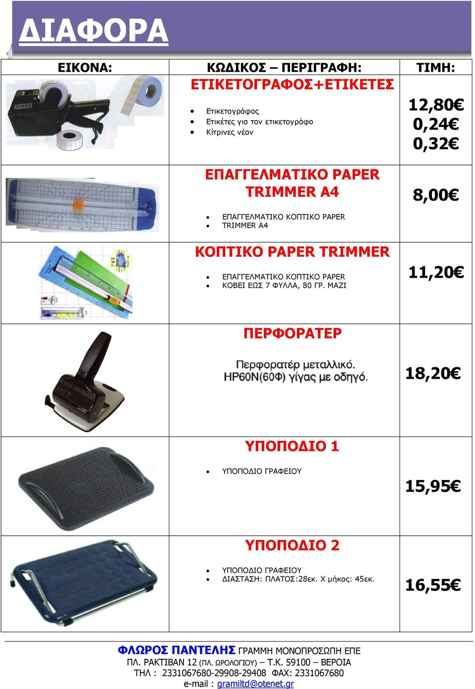 TRIMMER ΕΠΑΓΓΕΛΜΑΤΙΚΟ ΚΟΠΤΙΚΟ PAPER ΚΟΒΕΙ ΕΩΣ 7 ΦΥΛΛΑ, 80 ΓΡ.