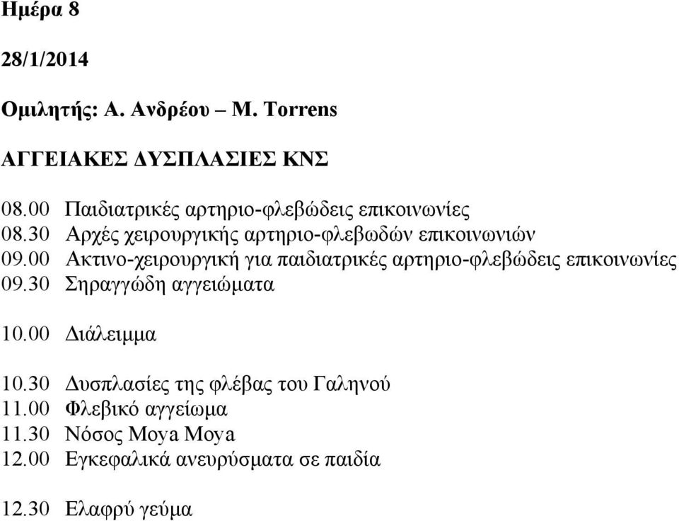 30 Αρχές χειρουργικής αρτηριο-φλεβωδών επικοινωνιών 09.