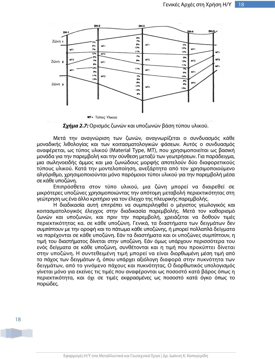 Αυτός ο συνδυασμός αναφέρεται, ως τύπος υλικού (Material Type, ΜΤ), που χρησιμοποιείται ως βασική μονάδα για την παρεμβολή και την σύνθεση μεταξύ των γεωτρήσεων.