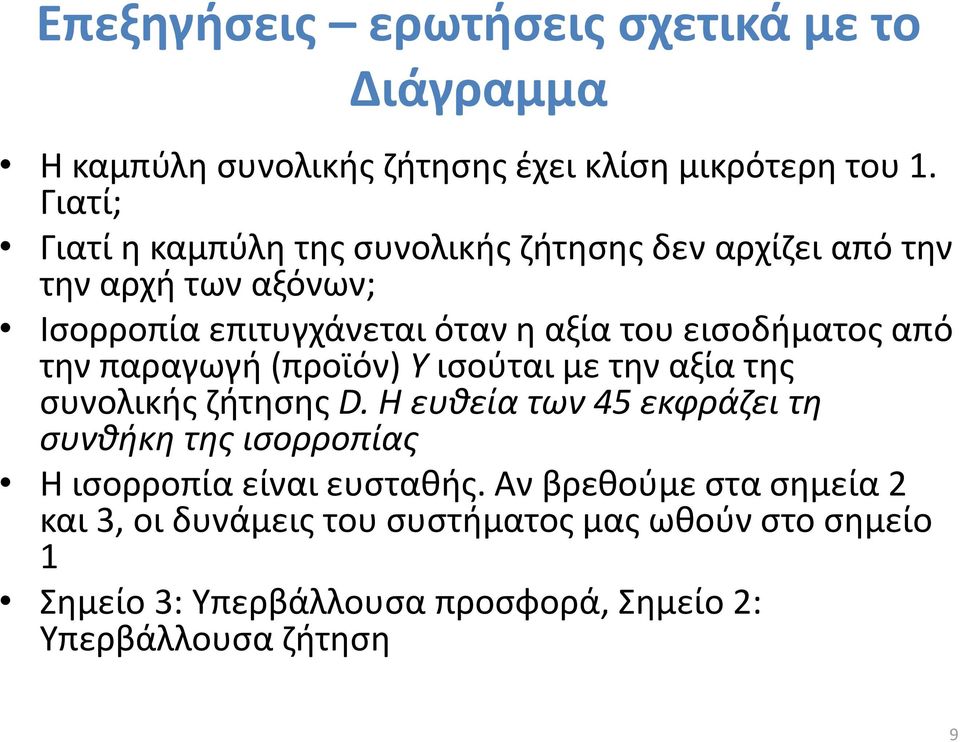 εισοδήματος από την παραγωγή (προϊόν) Y ισούται με την αξία της συνολικής ζήτησης D.