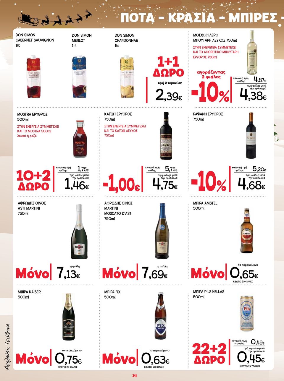 ΕΝΕΡΓΕΙΑ ΣΥΜΜΕΤΕΧΕΙ ΚΑΙ ΤΟ ΚΑΤΩΓΙ ΛΕΥΚΟΣ 750ml 10+2 φιάλης 1,75 ΔΩΡΟ 1,46-1,00 φιάλης 5,75 4,75 φιάλης 5,20 4,68 ΑΦΡΩΔΗΣ ΟΙΝΟΣ ASTI MARTINI 750ml AΦΡΩΔΗΣ ΟΙΝΟΣ MARTINI MOSCATO D ASTI 750ml ΜΠΙΡΑ