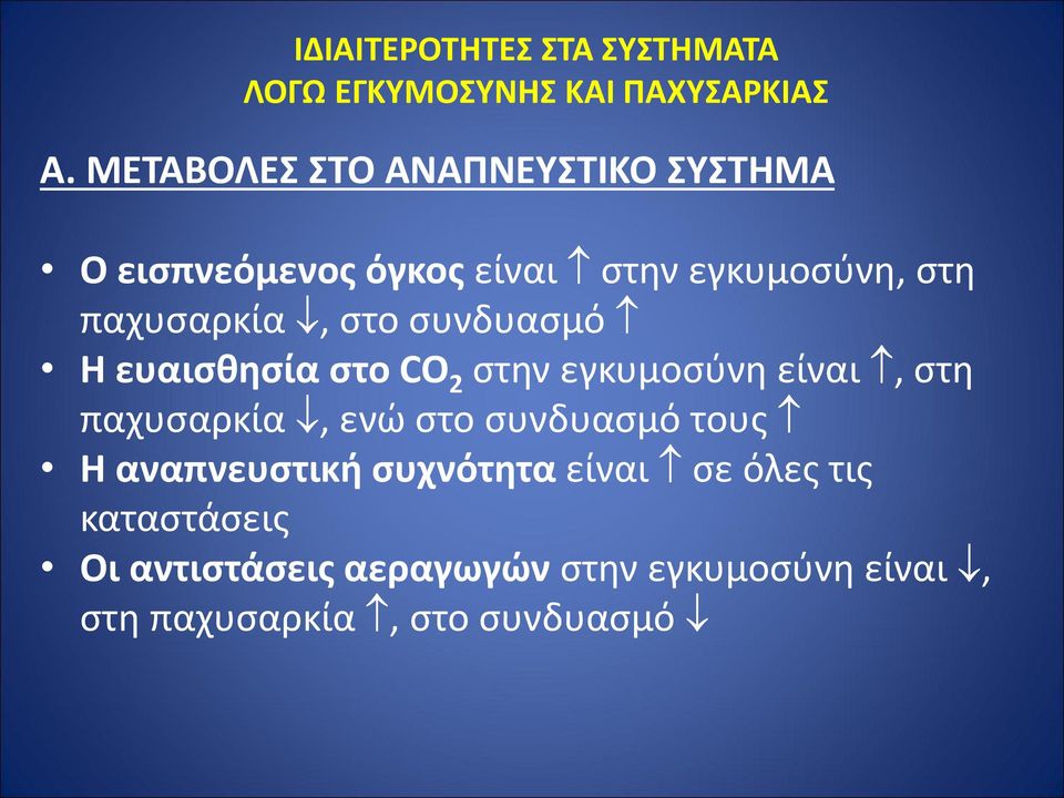 στο συνδυασμό H ευαισθησία στο CO 2 στην εγκυμοσύνη είναι, στη παχυσαρκία, ενώ στο συνδυασμό τους