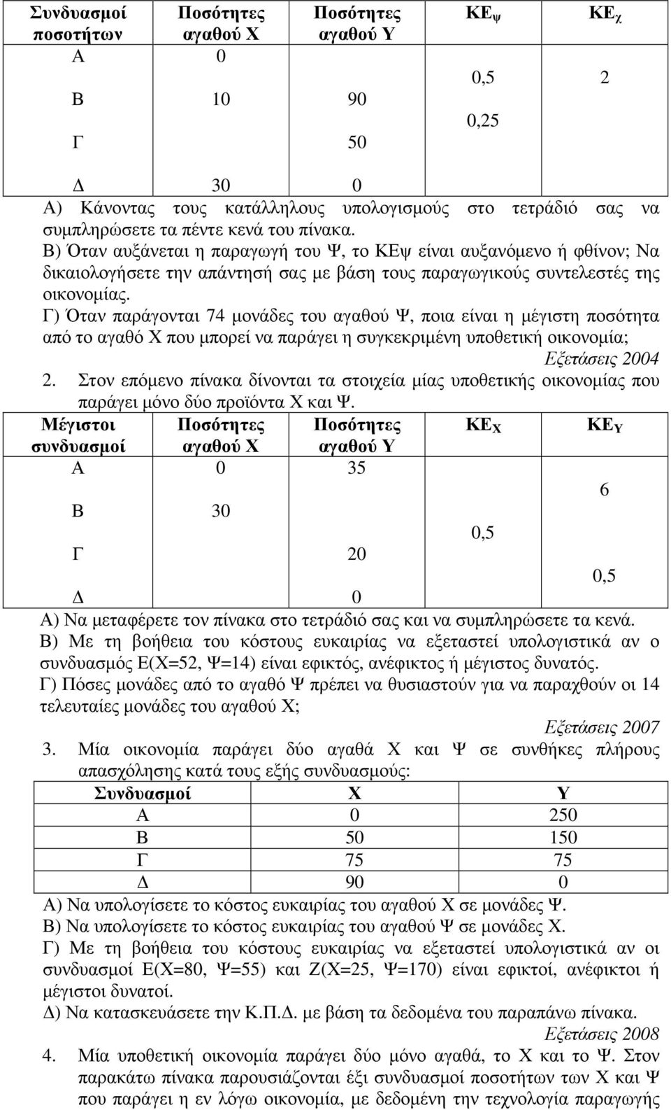 Γ) Όταν παράγονται 74 µονάδες του αγαθού Ψ, ποια είναι η µέγιστη ποσότητα από το αγαθό Χ που µπορεί να παράγει η συγκεκριµένη υποθετική οικονοµία; 2.