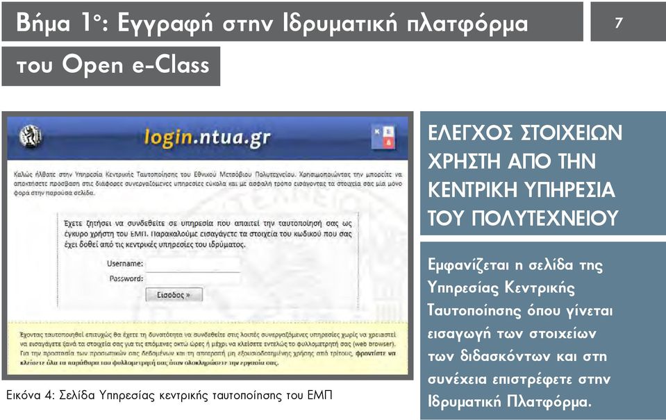 ταυτοποίησης του ΕΜΠ Εμφανίζεται η σελίδα της Υπηρεσίας Κεντρικής Ταυτοποίησης όπου