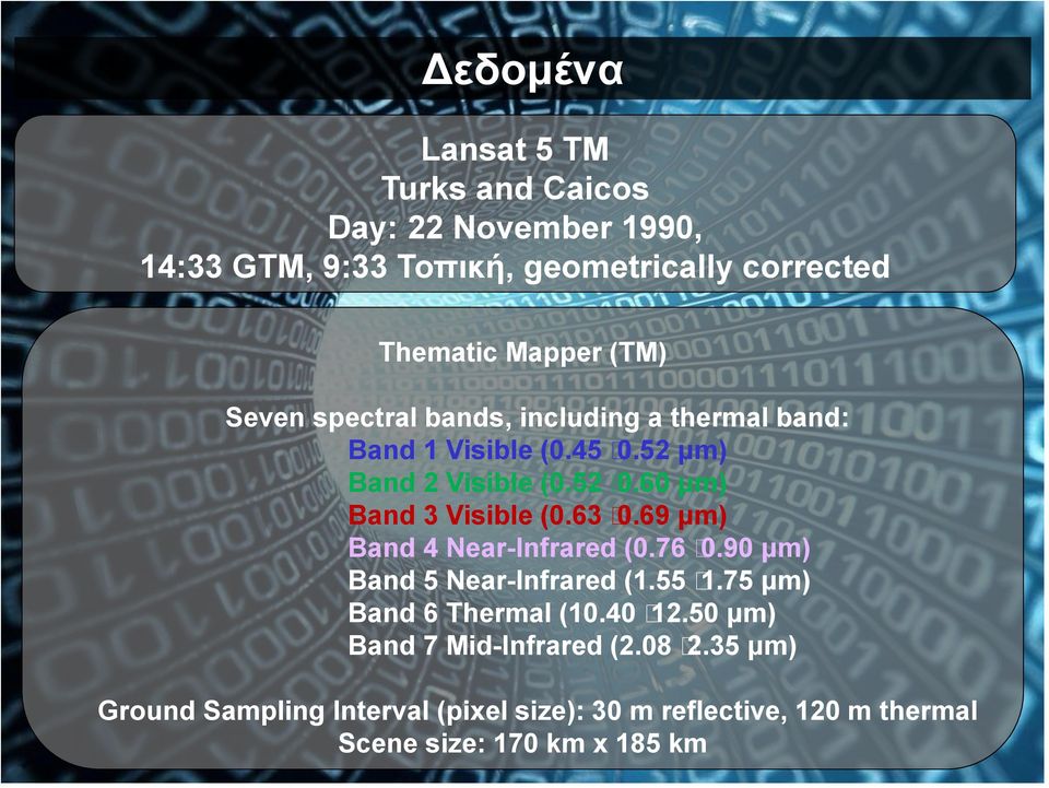 60 μm) Band 3 Visible (0.63 0.69 μm) Band 4 Near-Infrared (0.76 0.90 μm) Band 5 Near-Infrared (1.55 1.