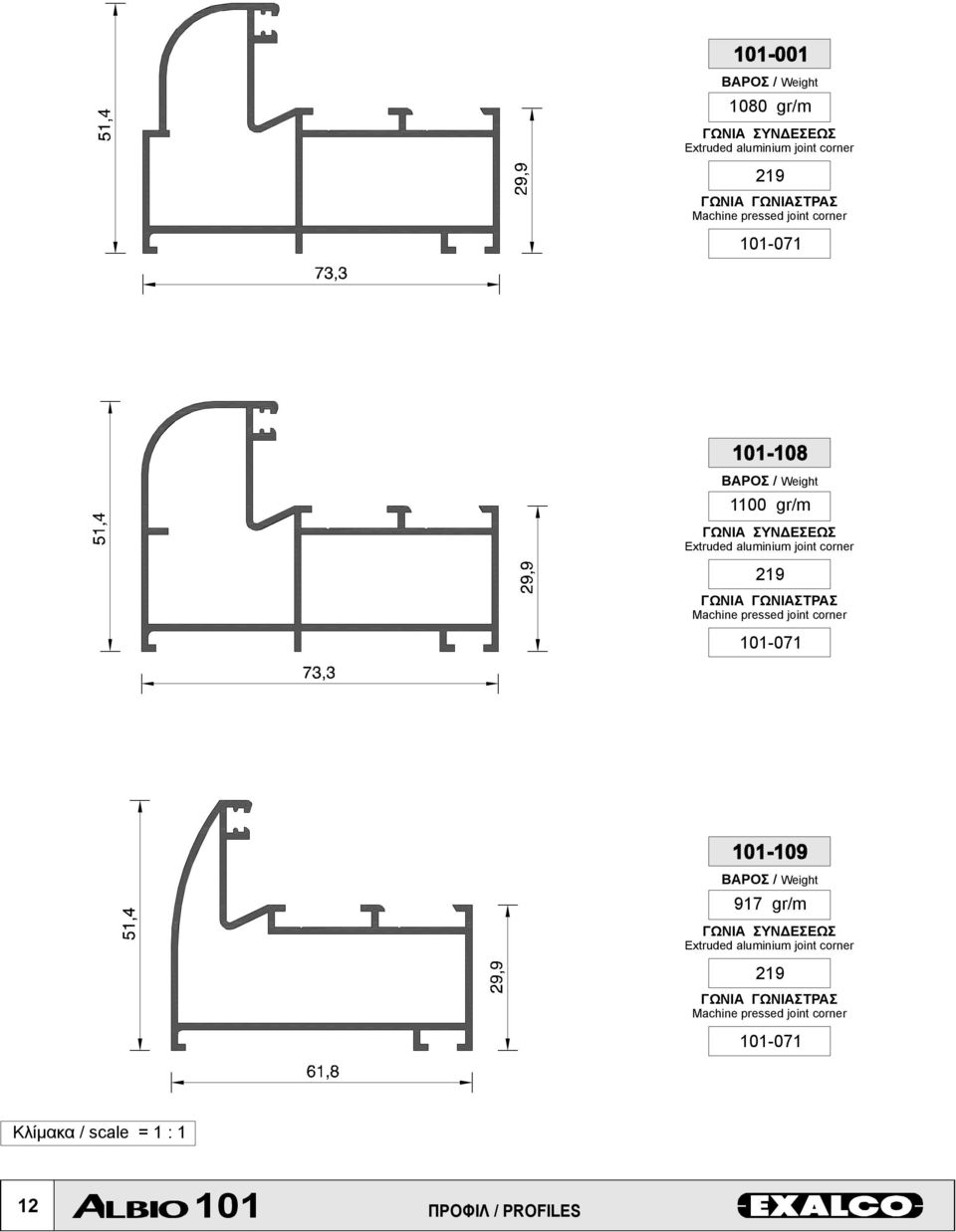 ΓΩΝΙΑ ΓΩΝΙΑΣΤΡΑΣ Machine pressed joint corner 101-071 917 gr/m ΓΩΝΙΑ ΣΥΝΔΕΣΕΩΣ Extruded