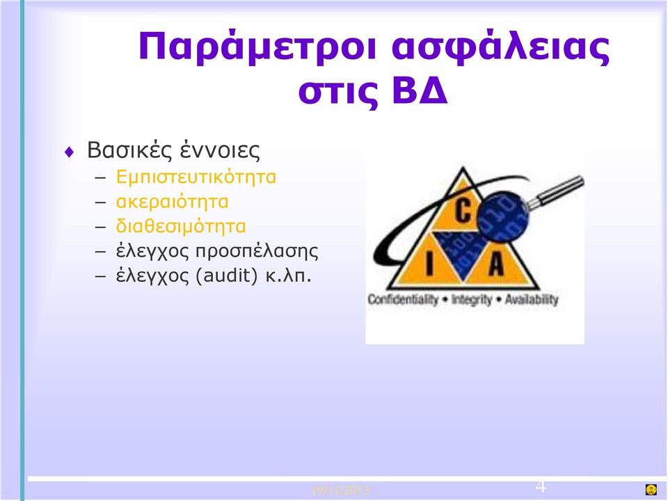 ακεραιότητα διαθεσιμότητα έλεγχος