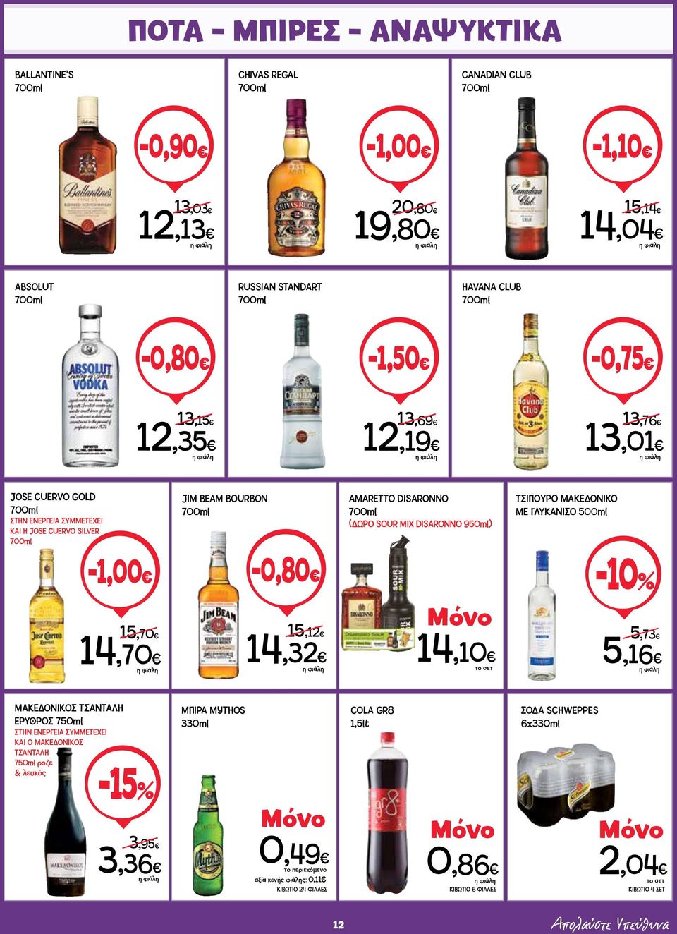 ΜΕ ΓΛΥΚΑΝΙΣΟ 500ml -1,00 15,70 14,70-0,80 15,12 14,32 14,10-10% 5,73 5,16 ΜΑΚΕΔΟΝΙΚΟΣ ΤΣΑΝΤΑΛΗ ΕΡΥΘΡΟΣ 750ml ΣΤΗΝ ΕΝΕΡΓΕΙΑ ΣΥΜΜΕΤΕΧΕΙ ΚΑΙ Ο MAKEΔONIKOΣ ΤΣΑΝΤΑΛΗ 750ml ροζέ & λευκός