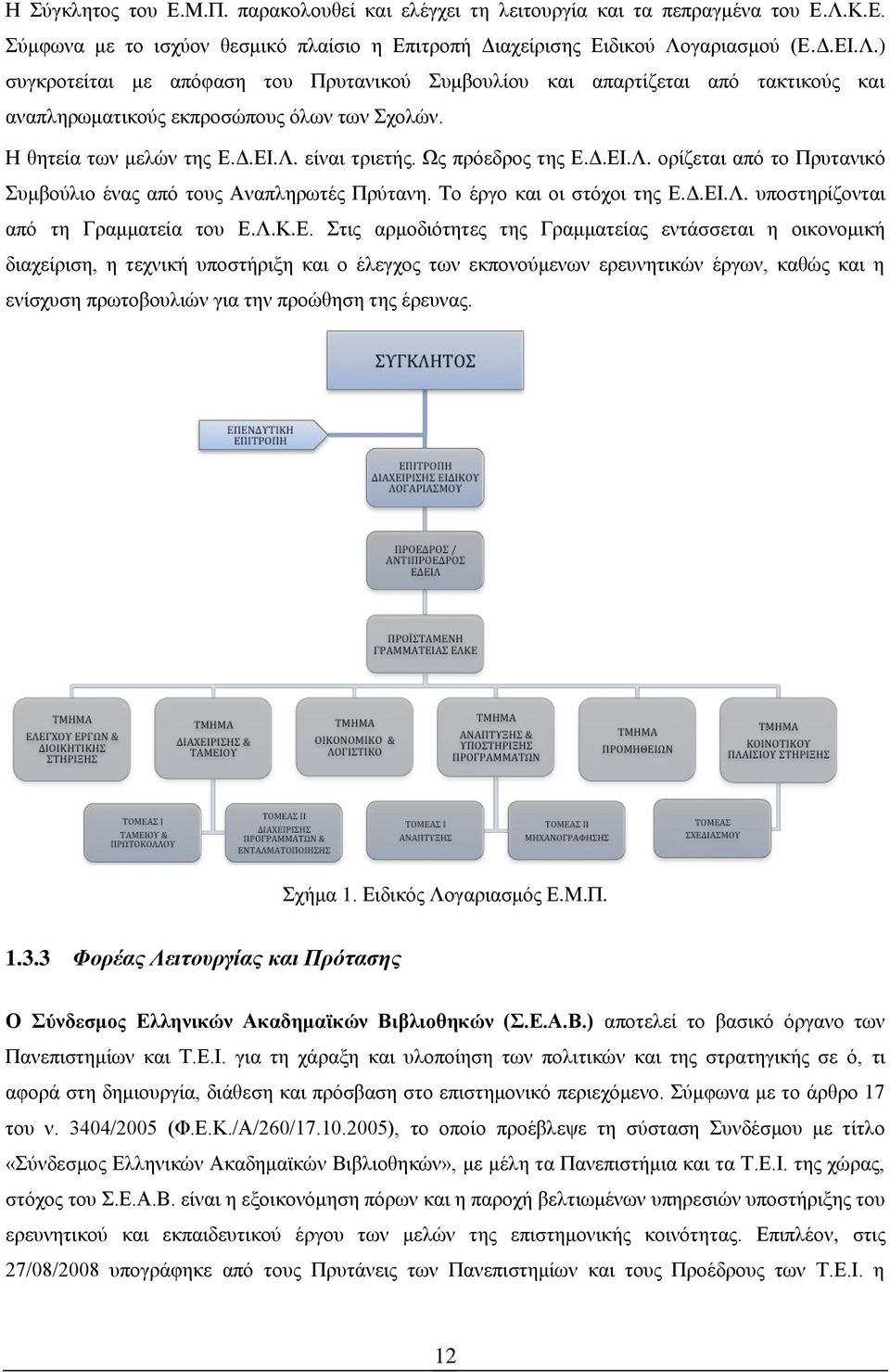 γαριασμού (Ε.Δ.ΕΙ.Λ.) συγκροτείται με απόφαση του Πρυτανικού Συμβουλίου και απαρτίζεται από τακτικούς και αναπληρωματικούς εκπροσώπους όλων των Σχολών. Η θητεία των μελών της Ε.Δ.ΕΙ.Λ. είναι τριετής.